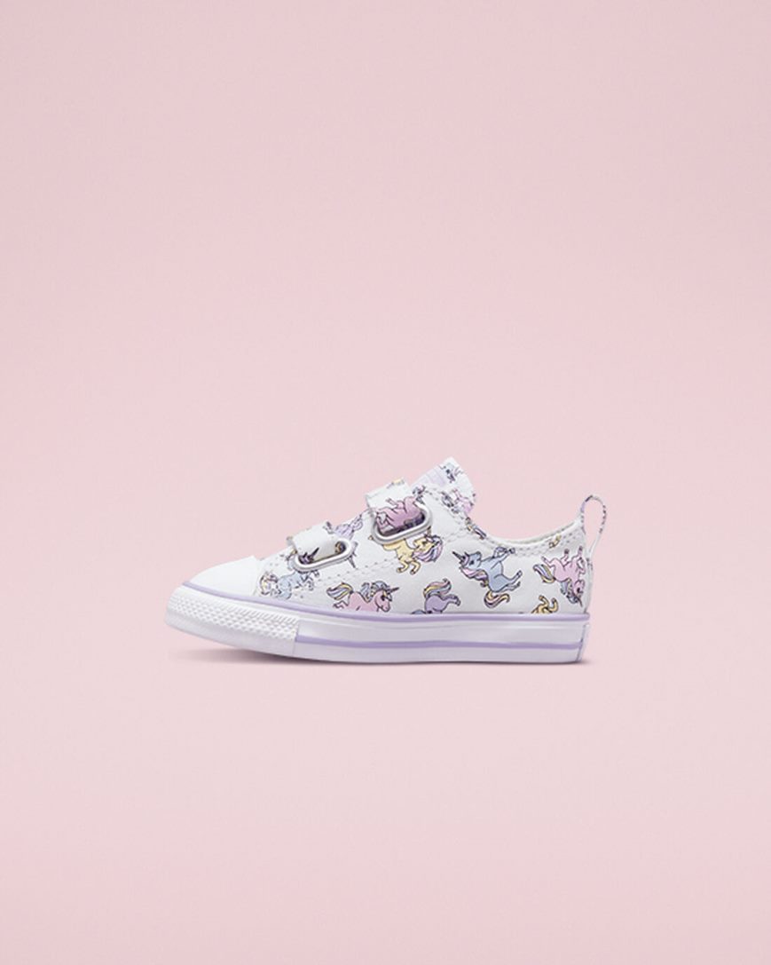 Tenisi Baieti Converse Chuck Taylor All Star Easy-On Unicorns Albi Gri Violet | RO ORHGW728